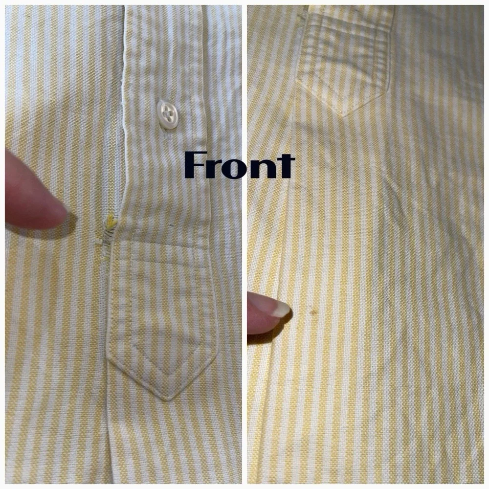 Polo Ralph Lauren‎ Shirt Men XL Yellow Stripes Half Button Down Pullover Vintage